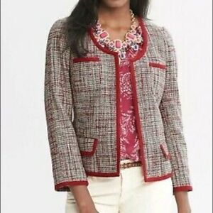 BANANA REPUBLIC NWT Red Tweed Blazer Jacket Size 8